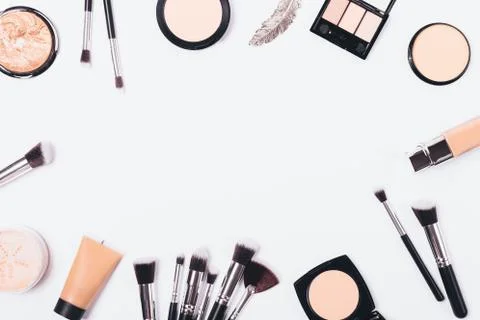 Make-up background of beauty products Stock Photos