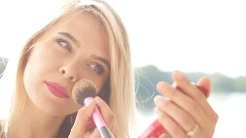 Make up of beautiful girl, close up Stock Footage 77743360