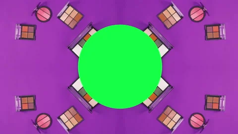 Make up beauty products appear under green screen purple background. Stop motion Stock-Footage 150835198