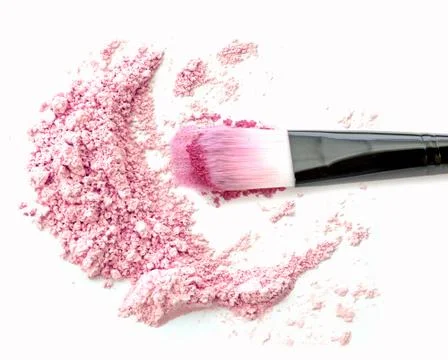 Make up blush on pink powder Stock Photos