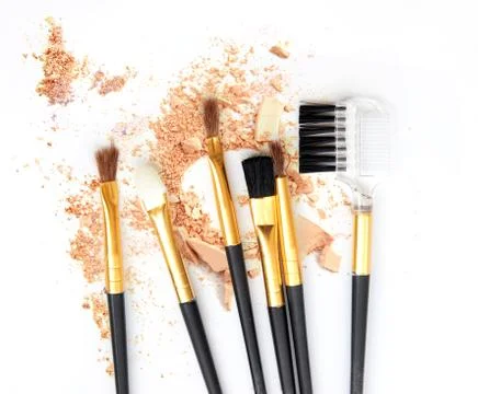 Make up blush set on crushed powder cosmetic Stock-Fotos