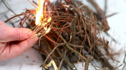 Make a bonfire.mp4 Stock Footage 26168720