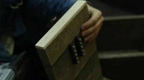 Make a box by hand with pneumatic tool Video stock 46225019