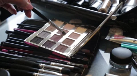 Make up brush close up Stock Footage 58548572