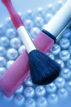Make up brush on pearl Foto stock