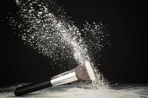 Make-up brush with powder Stock Photos