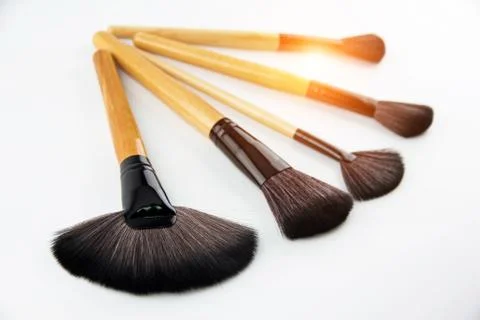 The make up brush set put on white background.the various professional cosmet Stock-Fotos