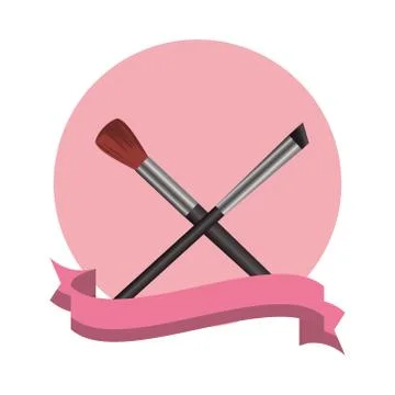 Make up brushes crossed elements icons 스톡 일러스트