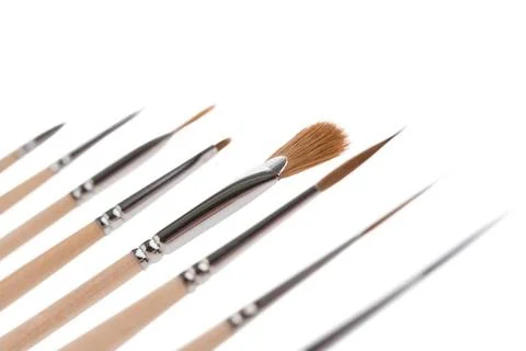 Make up brushes isolated shot Make up brushes of different size and type o... Stock Photos