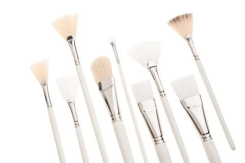 Make up brushes isolated view Make up brushes of different size and type o... Stock Photos