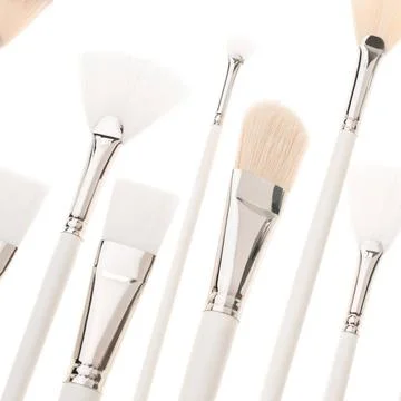 Make up brushes isolated view Make up brushes of different size and type o... Stock Photos