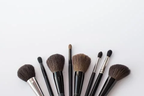 Make up brushes isolated on white. make up background. black brushes Stock Photos