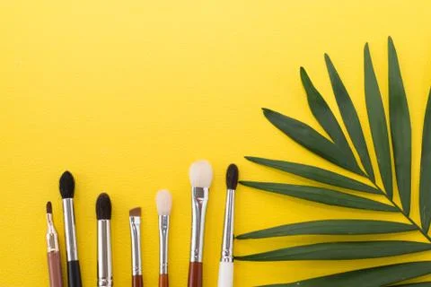 Make up brushes isolated on white. make up background. black brushes 스톡 사진