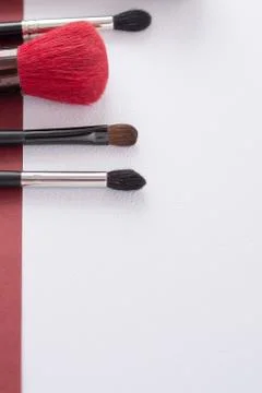 Make up brushes isolated on white. make up background. black brushes 스톡 사진