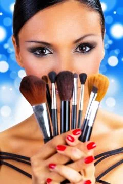 Make up brushes. 스톡 사진