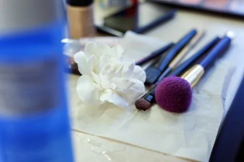 Make-up brushes, professional makeup set Stock Photos