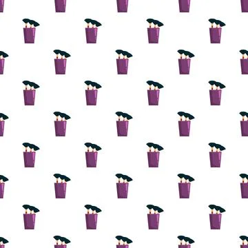 Make up brushes in purple container seamless pattern イラスト素材