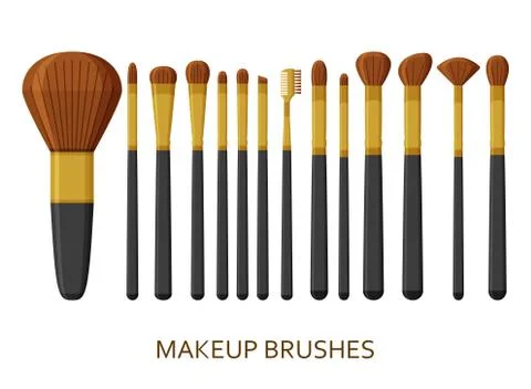 Make up brushes set. Cosmetic icons collection Stock Illustration
