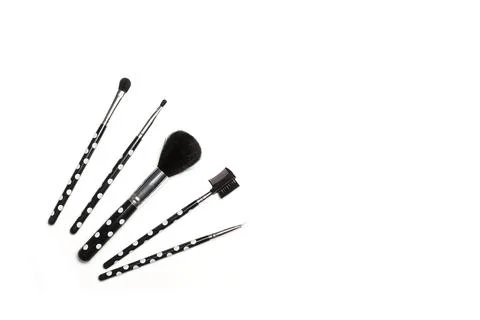 Make up brushes on a white background with copy space Foto stock