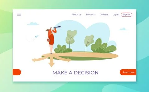 Make business decision web application website banner, template landing webpage Stock Illustration