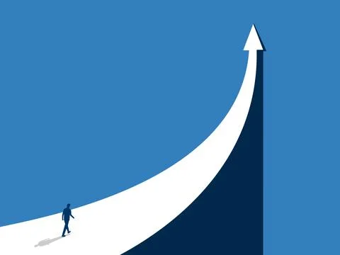 Make business progress, Businessman walking on the path of the growth arrow Stock Illustration