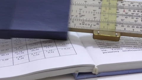 Make calculations on a logarithmic ruler. Stock Footage 108638513