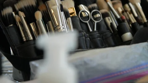 Make up case slow move over Stock Footage 107247017