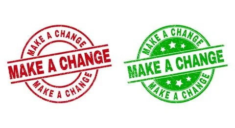 MAKE A CHANGE Round Badges Using Unclean Style Stock Illustration