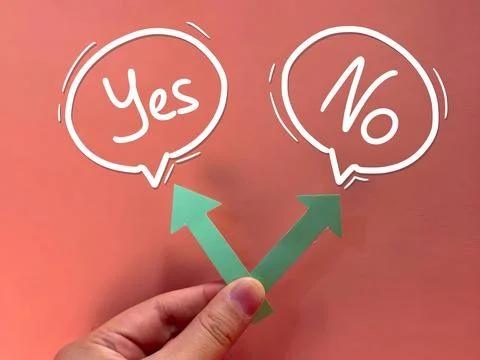 Make a choice. buttons with labels and yes or no signs. make a choice from th Foto stock