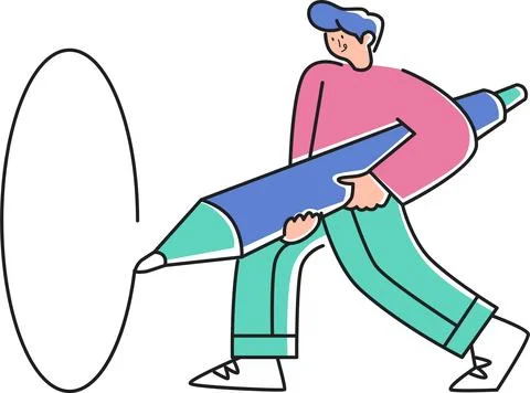 Make a Circle Using a Pen Illustration - Precision &amp; Focus Stock Illustration