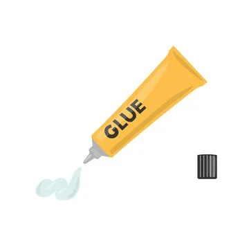 Make the clear glue out of the yellow metal tube for art craft vector illustrati Stock Illustration