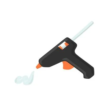 Make the clear hot glue gun out of the yellow metal tube for art craft vector il Stock Illustration