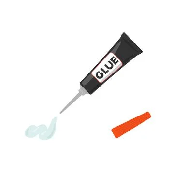 Make the clear hot glue out of the yellow metal tube for art craft vector illust Stock Illustration
