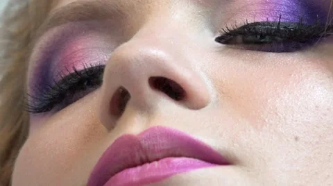 Make-up close-up of face, view from below. Stock Footage 64658465