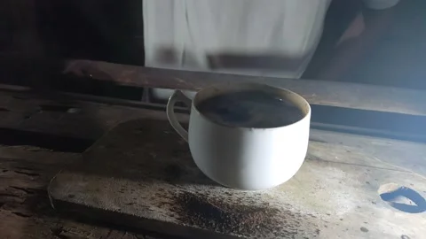 Make coffee with hot water in a cup Stock Footage 227090170