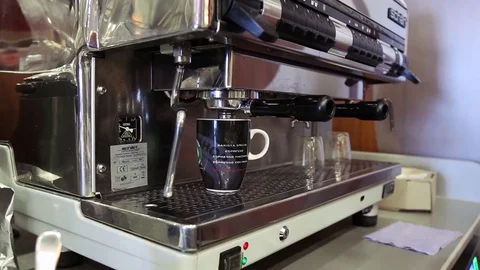 Make coffee in professional coffee machine Stock Footage 71409609
