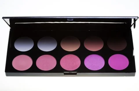 Make-up collection close up over white background Stock Photos