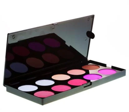 Make-up collection close up over white background Stock Photos