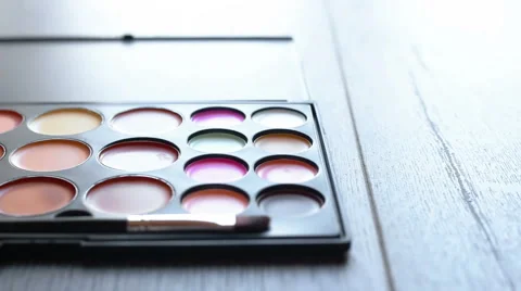 Make-up  colorful cosmetic palette Vídeo Stock 62236062