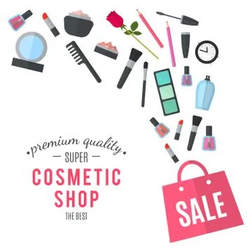 Make up concept flat illustration Illustrazione stock