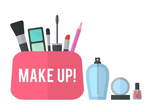 Make up concept vector flat illustration Stock Illustration