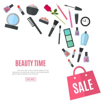 Make up concept vector flat illustration Illustrazione stock