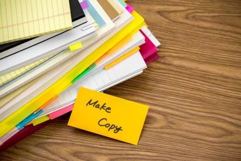 Make Copy; The Pile of Business Documents on the Desk Stock Photos