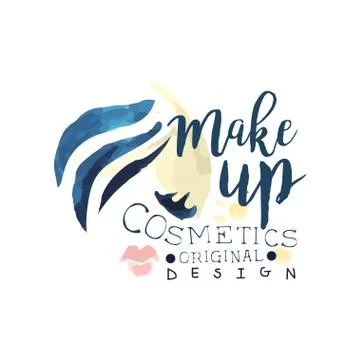 Make up cosmetic original logo design, label for beauty studio, cosmetics shop Stock Illustration