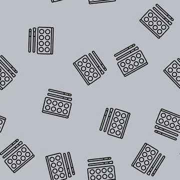Make-up cosmetics and tools line seamless pattern Stock Illustration