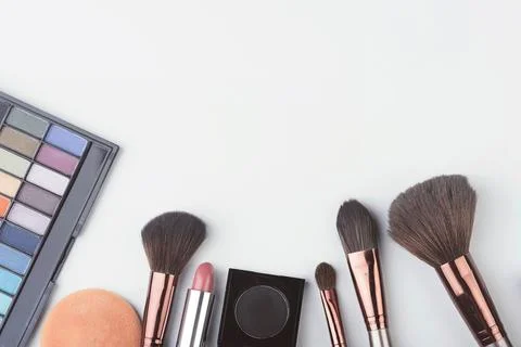 Make-up cosmetics isolated on white background Stock Photos