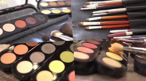 Make-up cosmetics tools collage Stock Footage 44326592