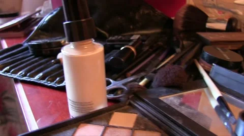 Make-Up Cosmetics Tools Stock Footage 56261269