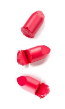Make up crushed red lipstick Stock Photos