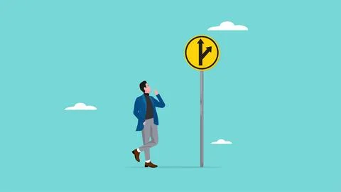 Make a decision to choose a career path illustration, choose a path to achi.. Stock Illustration